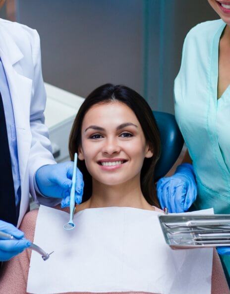 Woman smiling during dental checkup