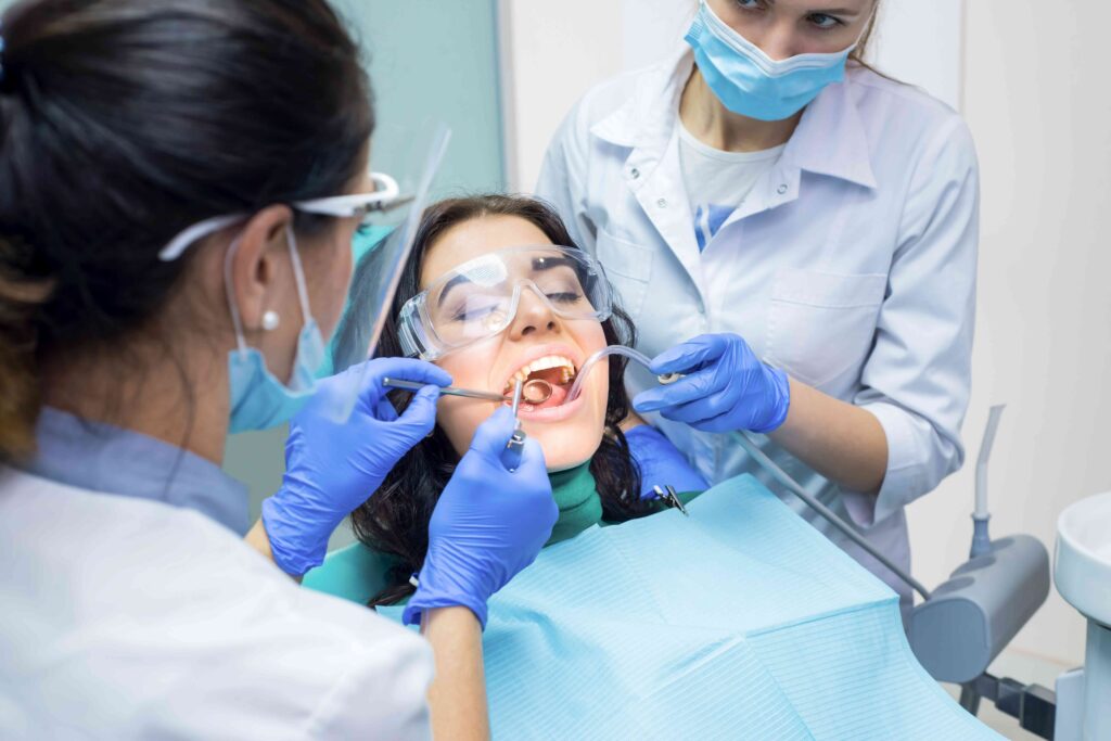 Woman getting root canal treatment